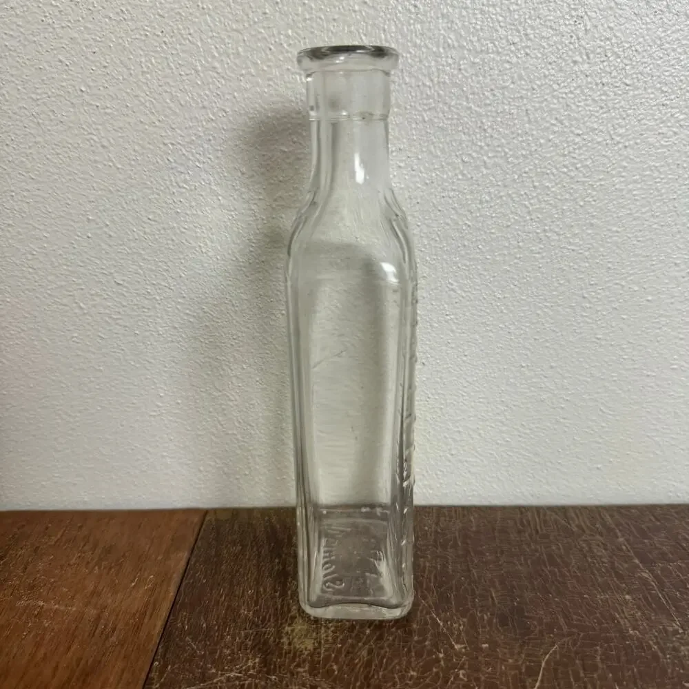 Antique ILLINOIS Owens Illinois Clear Glass Apothecary Medicine‎ Pharmacy Bottle
